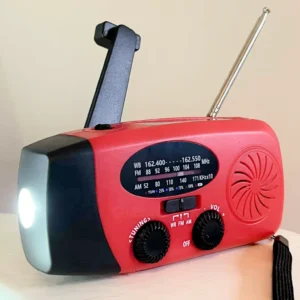 Nödradio - 5000 mAh vevradio med powerbank, solcell